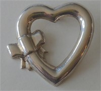 Vintage Sterling Silver Heart Pendant, measures