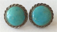 Vintage Sterling Silver Turquoise Screw Back