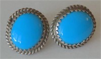 Sterling Silver Designer Stamped Turquoise