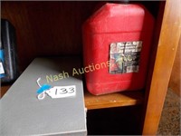 2 gallon gas can & metal case