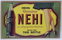 NEHI Beverages Embossed Tin Advertising Sign