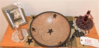 Lot #4162 - Folk art stenciled wooden bowl,