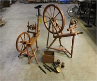 (2) Spinning Wheels, Approx 25" & 16"
