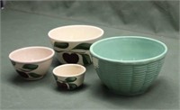 #9 Watt Oven Ware Bowl & (3) Woodville Elevator