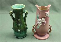 Roseville USA 389 10" Vase & Green Vase, Unknown
