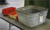 Galvanized Tub & Plastic Trays, Approx 22"x12"