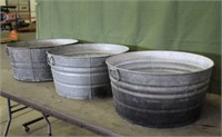 (3) Galvanized Tubs, Approx 24" Dia
