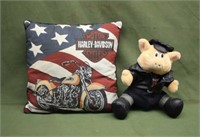 Harley Davidson Pillow & Stuffed Pig