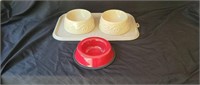 Pottery Dog Dishes and Floor Mat
