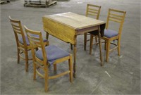Drop Leaf Table w/(4) Chairs, Approx 36"x64"x30"
