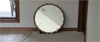 Gilded Beveled Round Decorative Wall Mirror