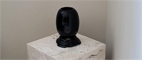 Black Amethyst Cut to Clear Art Glass Vase