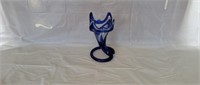 Murano Blue Cobalt Swirl Trumpet Art Glass Vase