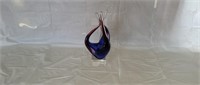 Art Glass Sculpture with Crystal Stand