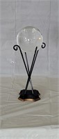 Crystal Ball Sculpture with Iron Stand