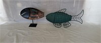 2 Metal Decorative Art Fish Sculptures