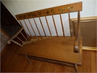 Wood bench w/painted decoration 41"W