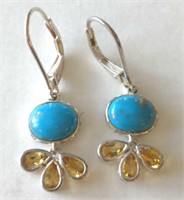 Sterling Silver Turquoise Dangle Pierced