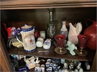 CONTENTS OF ANTIQUE WOOD CHINA CUPBOARD