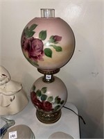 FLORAL PAINTED HURRICANE STYLE LAMP
