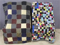 (2) VINTAGE HAND-KNOTTED QUILTS: