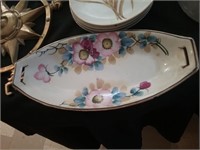 Hand painted vegetable dish with attached wall