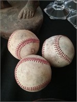 Group of three vintage baseballs