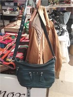 Blue leather over the shoulder purse