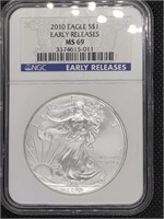 2010 Silver American Eagle NGC MS69 Early Release