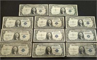 11 vintage 1935 $1 Silver Certificate US paper
