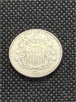1868 Shield Nickel Coin marked AU details,