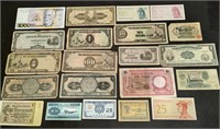 Collection of paper money currency bills