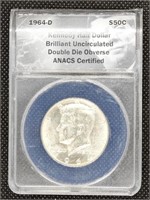 1964-D Double die Obverse Kennedy Silver Half