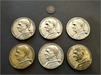 Six vintage 1960's Pope Paul VI silver tone