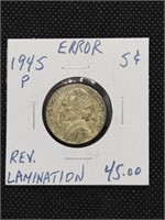 Error 1945-P Silver Jefferson Wartime Nickel