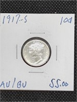 1917-S Mercury Silver Dime Coin marked