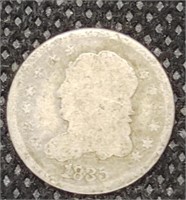1835 Capped Bust Silver Half Dime coin marked