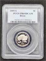 2005-S Bison Jefferson Nickel coin PCGS PR69 Deep