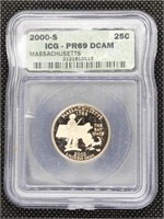 2000-S Massachusetts State Quarter Coin PR69 Deep