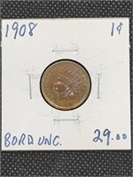 1908 Indian Head Penny Coin marked Borderline