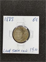 1883 Love Token made from a Racketeer Liberty V