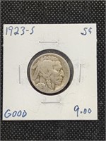 1923-S Buffalo Nickel Coin marked Good