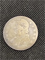 1833 Capped Bust Silver Half Dollar coin marked