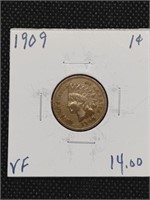 1909 Indian Head Penny Coin marked VF