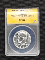 1964 Type 1 Kennedy Silver Half Dollar coin ANACS
