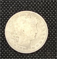 1896 Barber Silver Quarter coin marked Good