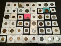 Collection of 48 vintage coins in holders