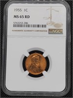1955 Lincoln Wheat Cent Penny Coin NGC MS65 Red