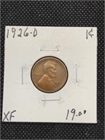 1926-D Lincoln Wheat Cent Penny Coin marked XF