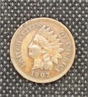 1907 Indian Head Penny Coin marked XF